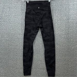 Lululemon High Waist Wunder Under Ankle Leggings Black Camo Yoga Womens 6